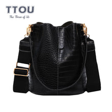 Load image into Gallery viewer, TTOU Fashion Alligator Shoulder Bag For Women&#39;s Large capacity PU Leather Hand Bag Student Ladies Retro Bags Bucket Handbag