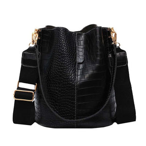 TTOU Fashion Alligator Shoulder Bag For Women's Large capacity PU Leather Hand Bag Student Ladies Retro Bags Bucket Handbag