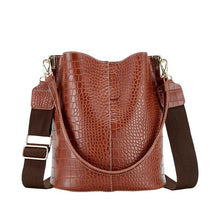 Load image into Gallery viewer, TTOU Fashion Alligator Shoulder Bag For Women&#39;s Large capacity PU Leather Hand Bag Student Ladies Retro Bags Bucket Handbag