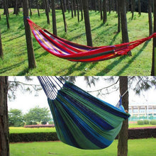 Load image into Gallery viewer, Portable Hammock Outdoor Garden Hammock Hanging Bed for Home Travel Camping Hiking Swing Canvas Stripe Hammock Red