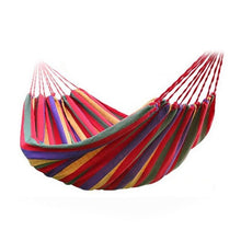 Load image into Gallery viewer, Portable Hammock Outdoor Garden Hammock Hanging Bed for Home Travel Camping Hiking Swing Canvas Stripe Hammock Red