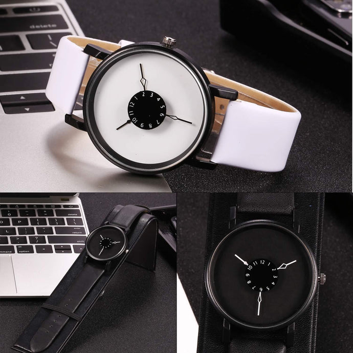 Quartz Fashion Simple Artificial Design Wrist Band Men Watch Leather Women